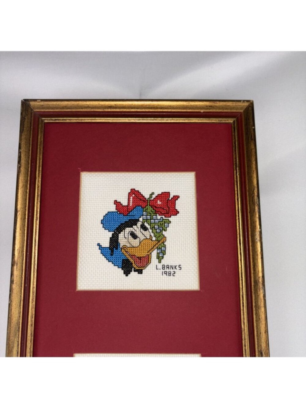 Disney CHRISTMAS Cross Stitch Matted Framed Mickey Donald Pluto And Chip N Dale - Picture 3 of 8